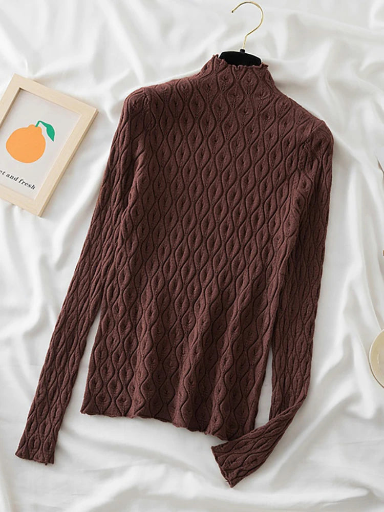 Cashmere Turtleneck Women Sweaters Autumn Winter Warm Pullover Slim Tops Knitted Sweater Jumper Soft Pull Female