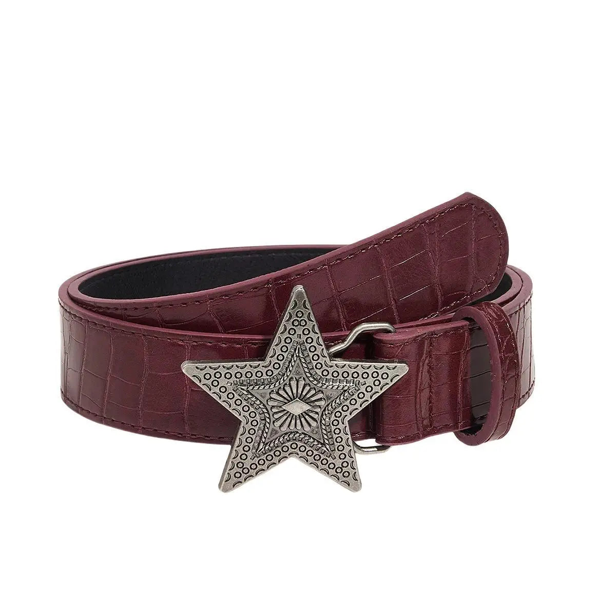 Retro Women's Belt Fashion Trend All-match Jeans Accessories  Five-pointed Star Buckle Pu Waistband
