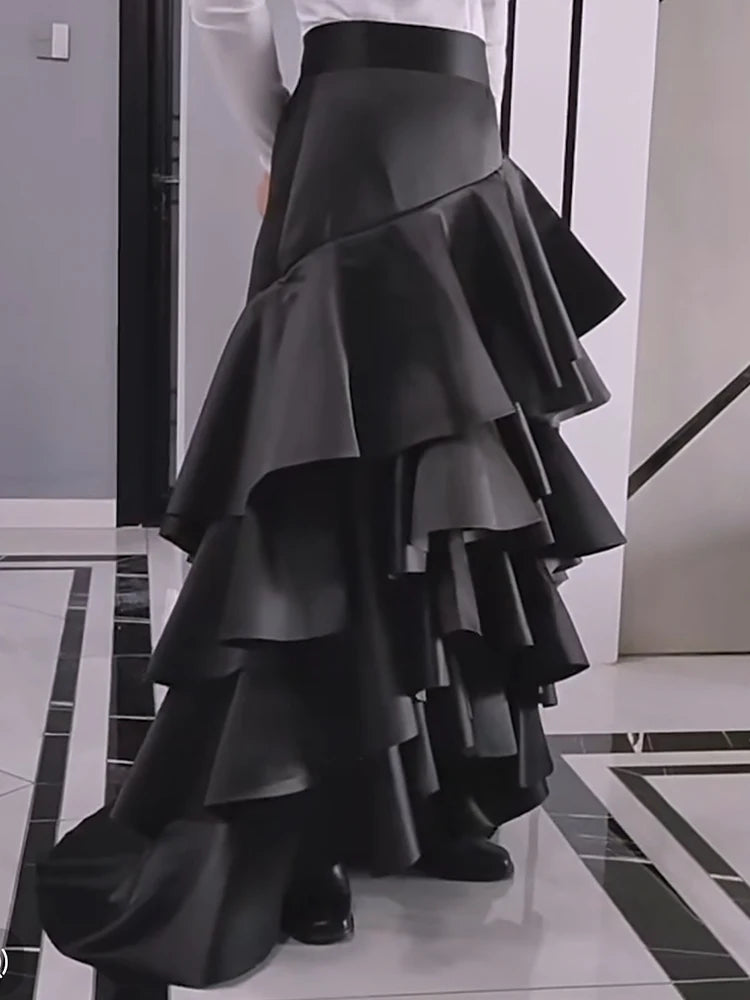 irregular ruffled skirt