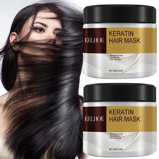 Keratin Hair Mask Deep Nourish Smooths Repair Damaged Hair Treatment Argan Oil Collagen Essence for All Hair Types