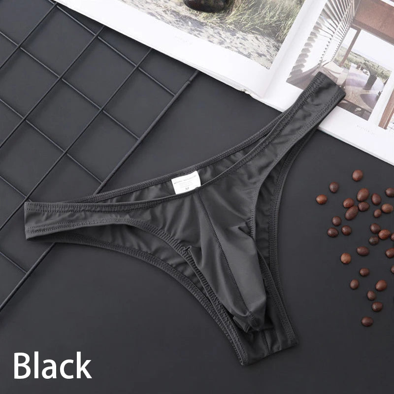 Men's Seamless Breathable Briefs Ultra-thin See-through Low-rise Underwear Sexy Transparent Low Waist Seamless Men's Solid