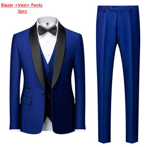 Men's Casual Business Have Smoking Suit High End Brand Boutique Fashion Blazer Vest Pants Groom Wedding Dress Party Suit