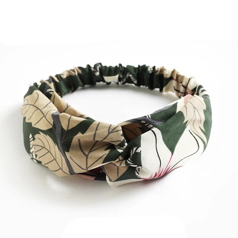 Fashion Women Summer Bohemian Hair Bands Print Headbands Vintage Cross Turban Bandage Bandanas Hair Bands Hair Accessories