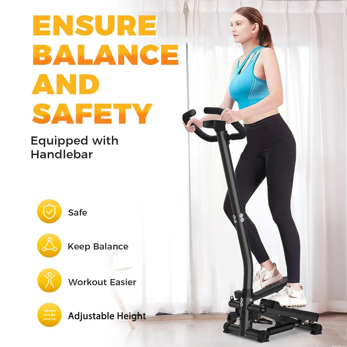 Mini stepper with handle, 300 pound load capacity, hydraulic stepper, LCD display