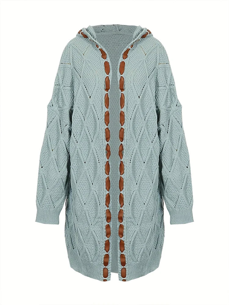 Plus Size Fall and Winter Women's Hooded Cardigan Casual Knitted Cardigan Temperament Elegant Loose Sweater