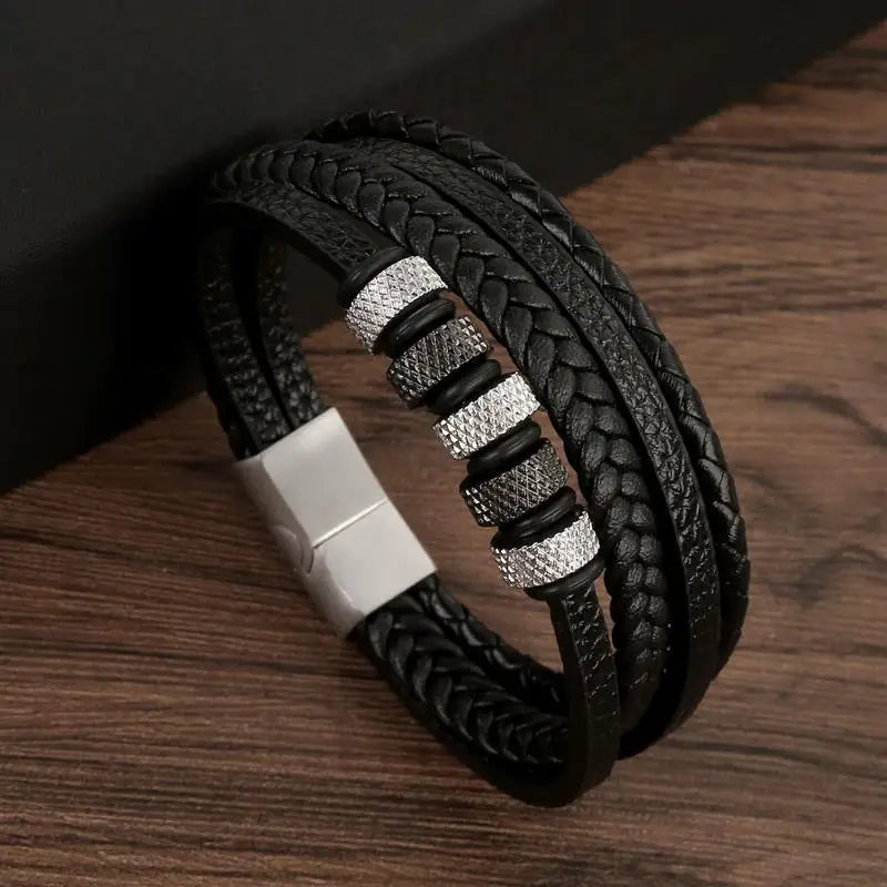 Classic Men's Leather Bracelet  Style Hand-woven Multi-layer Combination Accessory Fashion Man Jewelry