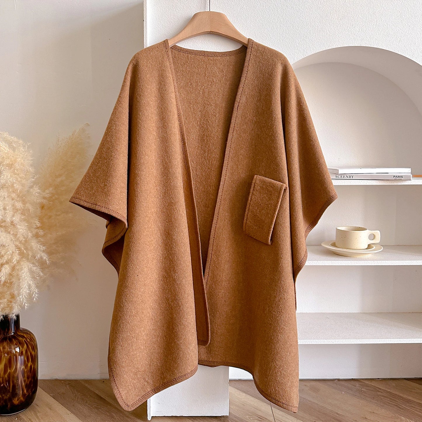 Women's Poncho Winter Warm Shawl Double Sided Designer Thickening Blanket Luxury Scarf Female Cloak Cashmere Pashmina