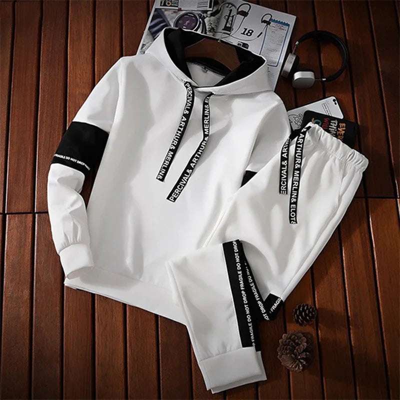 Men's Tracksuit Casual Luxury Hooded Sweatshirt High Quality Classic Black White Simplicity Suit Or Top Or Pants Jogging Clothing