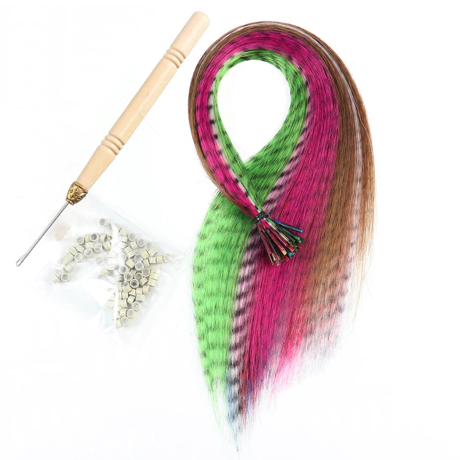 Synthetic Colored for Hair  Feather Extensions 20 30 40 50 Pieces Tip 16inch Synthetic Hairpiece Zebra Feather Hair Extensions