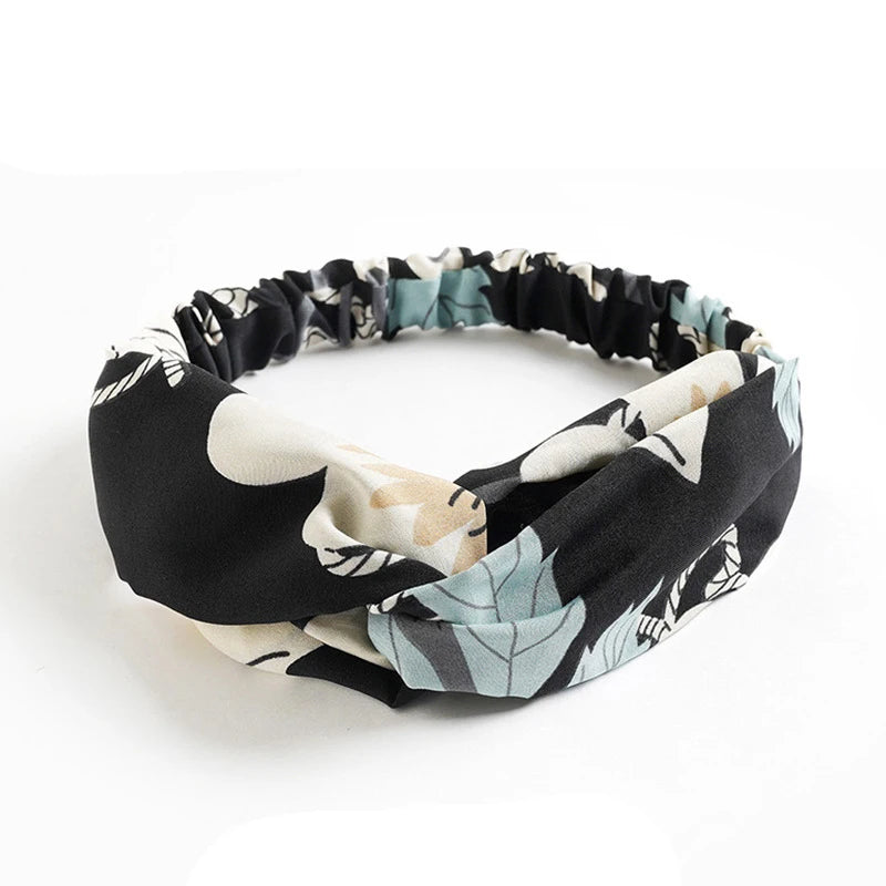 Fashion Women Summer Bohemian Hair Bands Print Headbands Vintage Cross Turban Bandage Bandanas Hair Bands Hair Accessories
