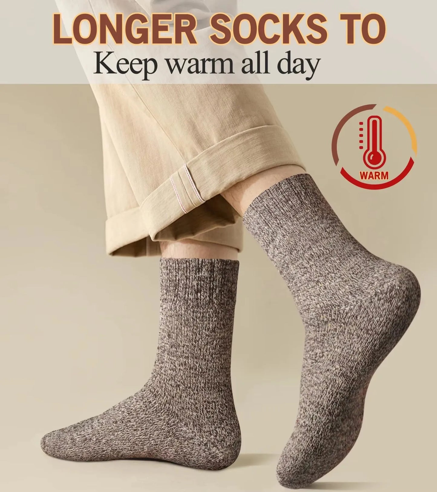 5 Pairs Autumn Winter Thick Towel Warm Socks Men And Women Keep Warm Socks Retro Solid Color Casual Wool Socks Gifts