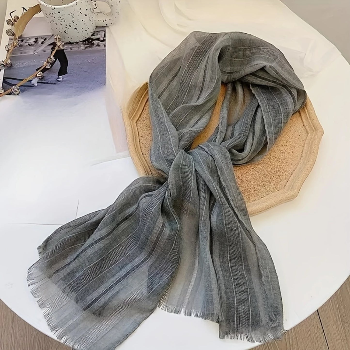 Versatile Women's Thin Breathable Gauze Scarf: Solid Color Sunscreen Shawl, Spring Summer Windproof Style