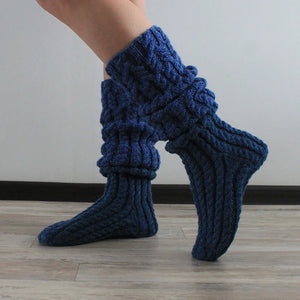 Winter Cable Knit Thigh High Socks Fashion Over the Knee Leg Warmers Solid Color Boot Stockings