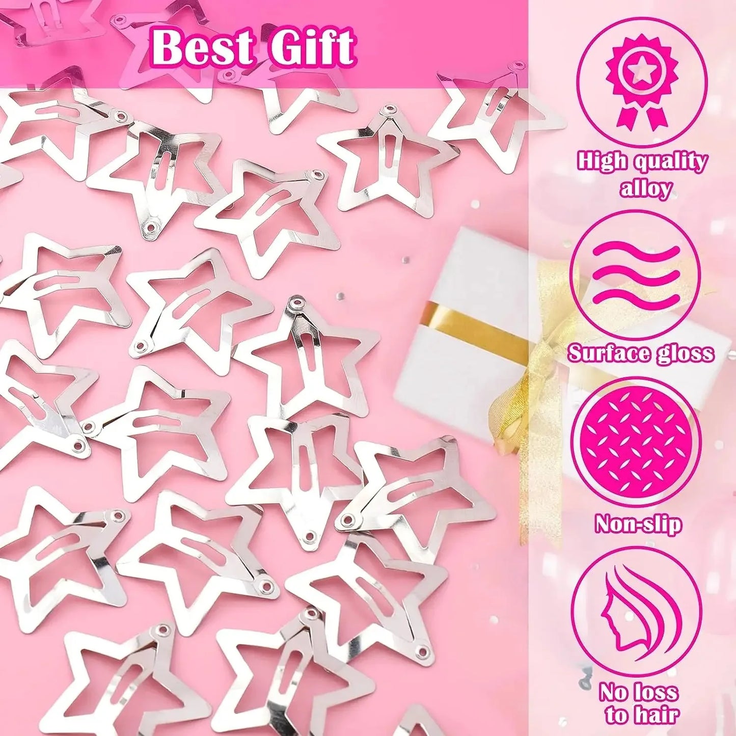 10/25/50/100/200pcs Silver Star Hair Clips Metal Snap Clip Hairpins Barrettes Hair Grip Jewel Hair Accessories