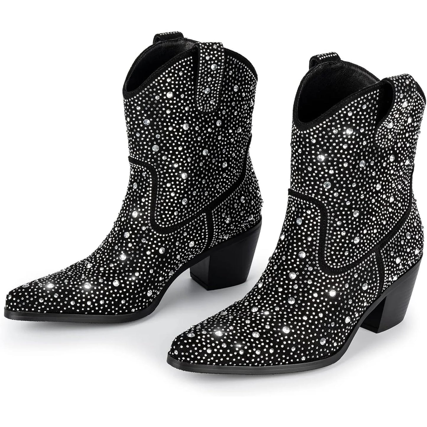 Rhinestone Cowboy Boots for Women - Sparkly Cowgirl Boots Wide Calf Glitter Bling Women's Western Boots