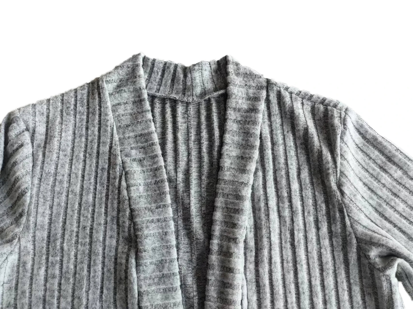 fashion women's solid color casual pit stripe brushed cardigan jacket