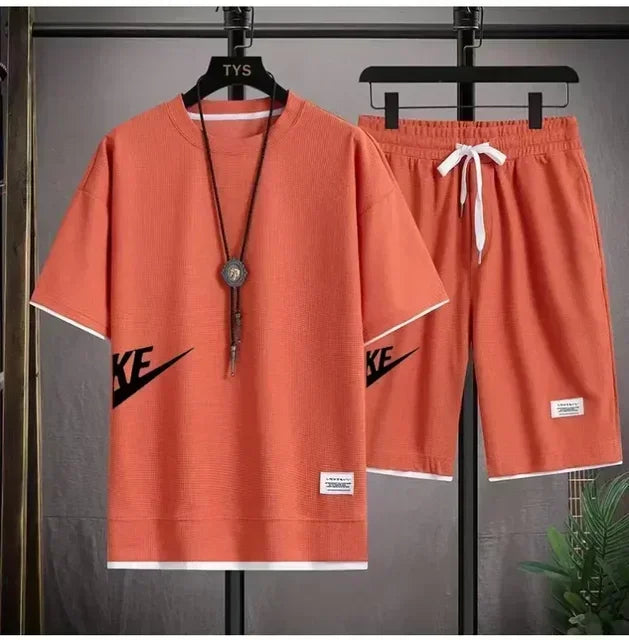 Summer Men's Suit Casual Fashion Sportswear Men's Short-sleeved T-shirt + Sports Shorts Casual Men's Jogging Suit