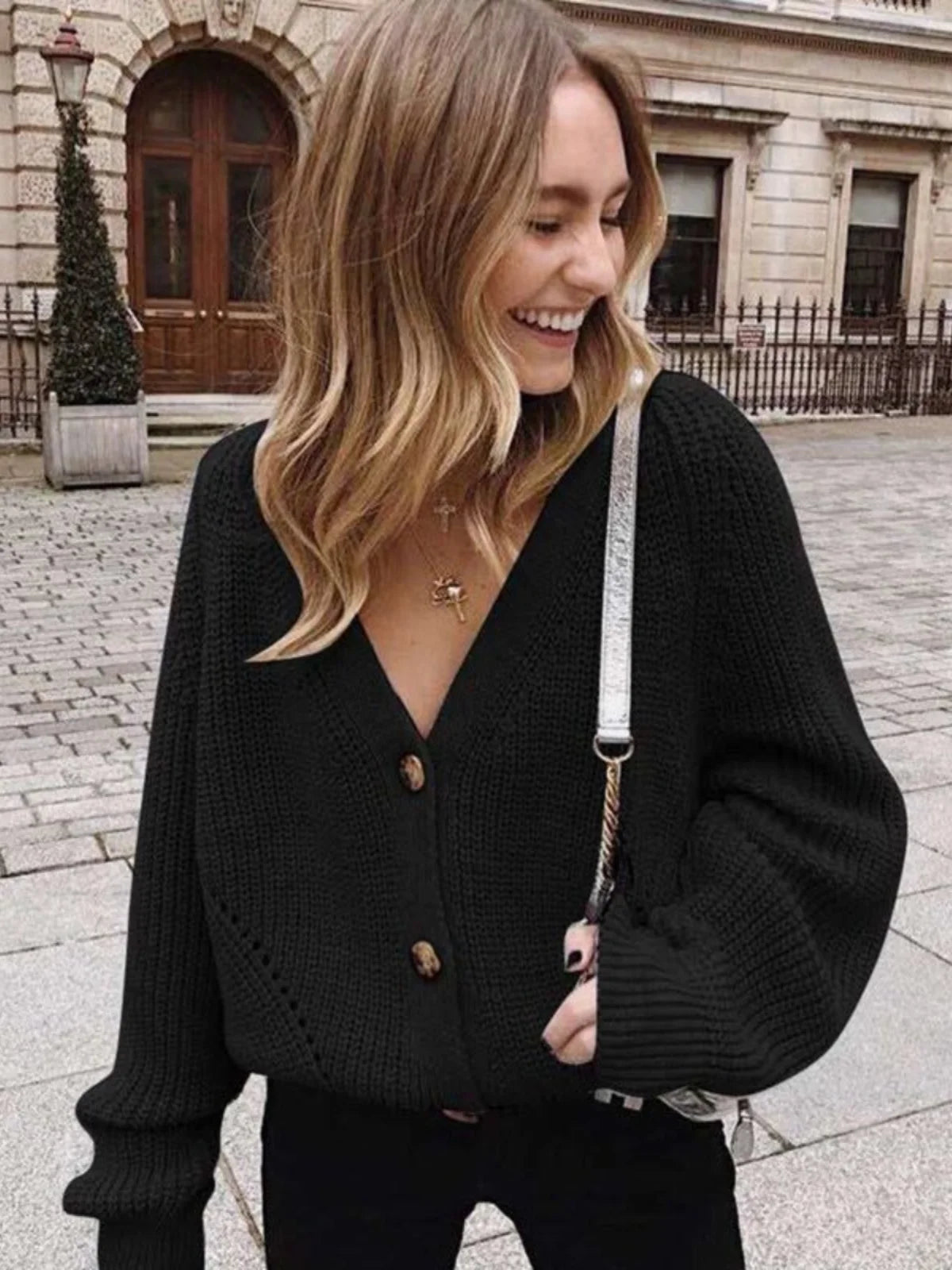 Cardigan Sweater Women Cozy Soft Knit Button Up V-Neck Jumper Basic Knitwear Autumn Winter Outfit
