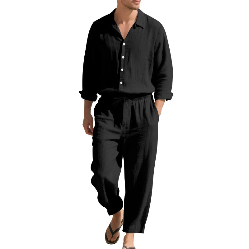 Men's Casual Set Spring Autumn Fashionable Long Sleeved Pants Two-piece Set Cardigan Menswear