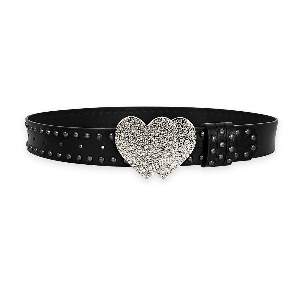 Jeans Belt sword red heart Gothic Fashion Belts For Women Designer Luxury Black Rivet Punk Accessory