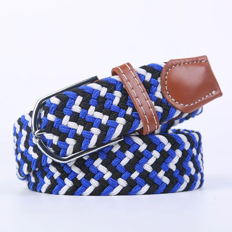 Casual Knitted Pin Buckle Belt Woven Canvas Elastic Expandable Braided Stretch Belts Women Jeans