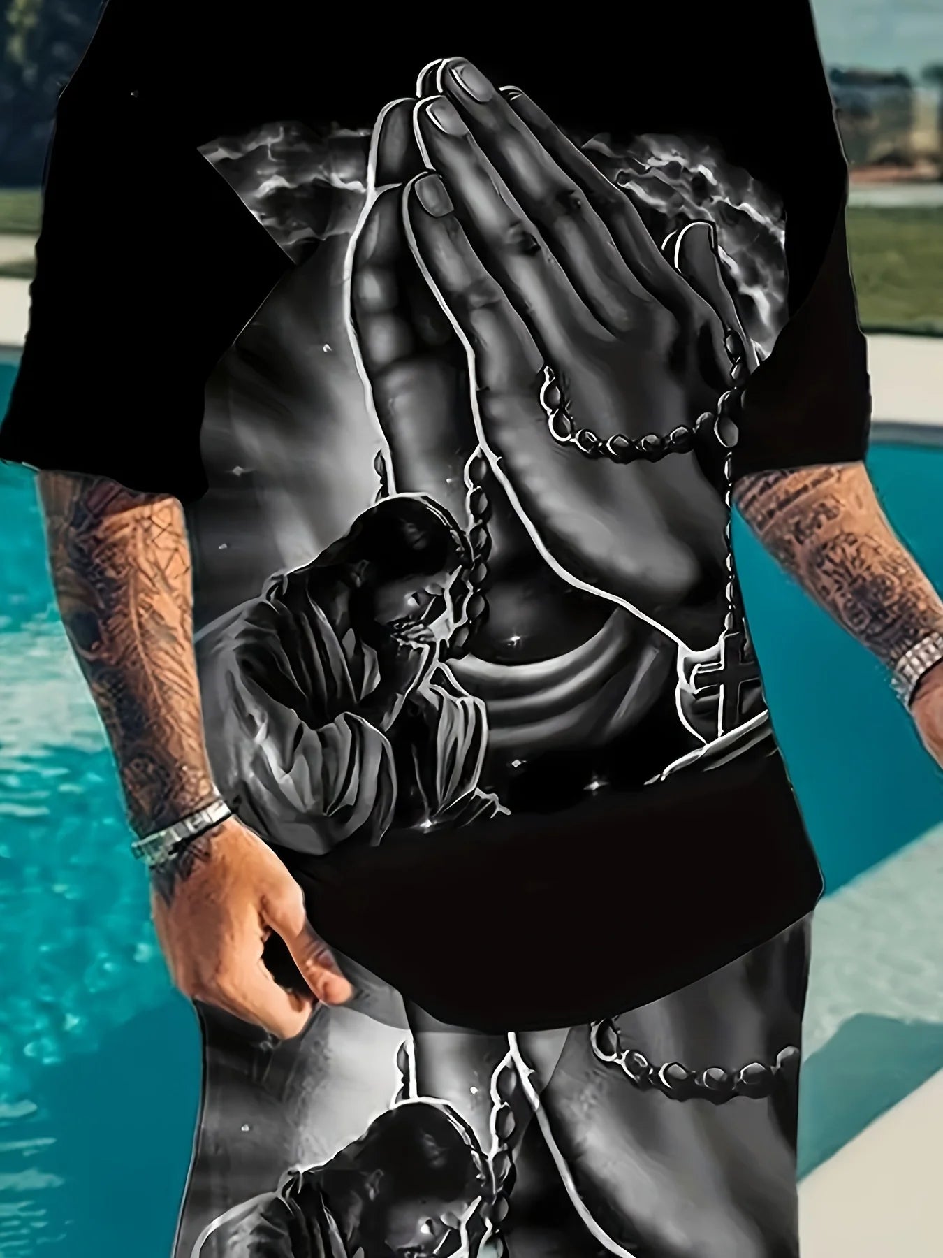 Summer men's casual set, street fashion and comfortable T-shirt, 3D digital print pattern, outdoor sports running short