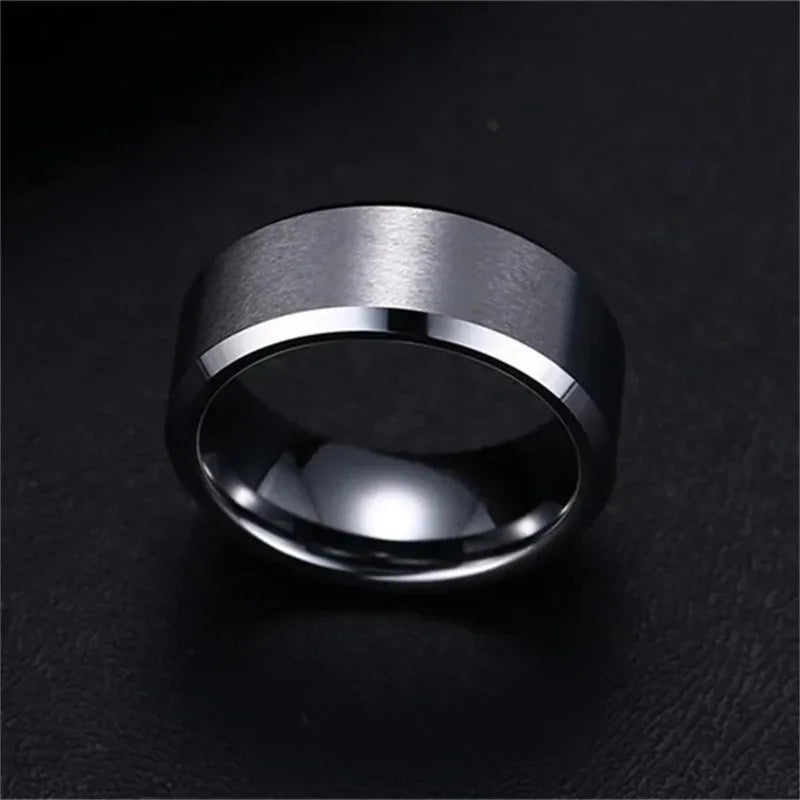 Charm Jewelry Ring for Men Women Stainless Steel Black Rings Wedding Band Quality Matte Male Jewelry
