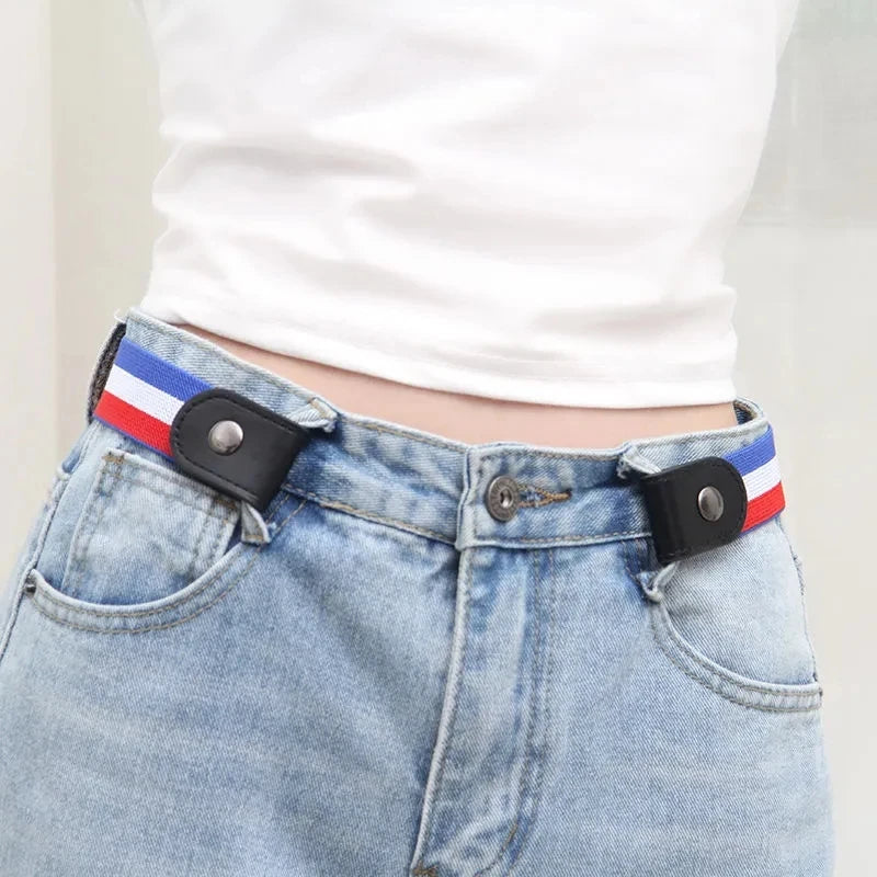 Simple And Fashionable Women's Belt Elastic Woven Invisible And Seamless Unisex Jeans Belt Length Adjustable