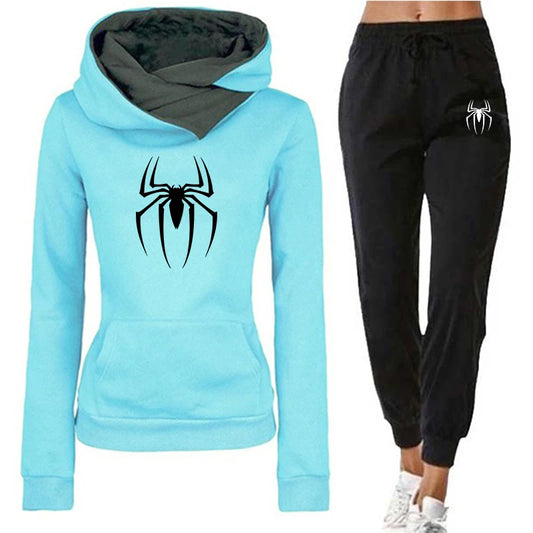 Tracksuit Print Casual Hooded Sweatshirt Sweatpants 2 Piece Set