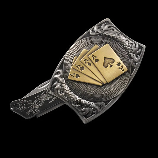 Metal West Cowboy Belt Buckle With Knife  Jeans Accessories Fit 3.8CM-4CM