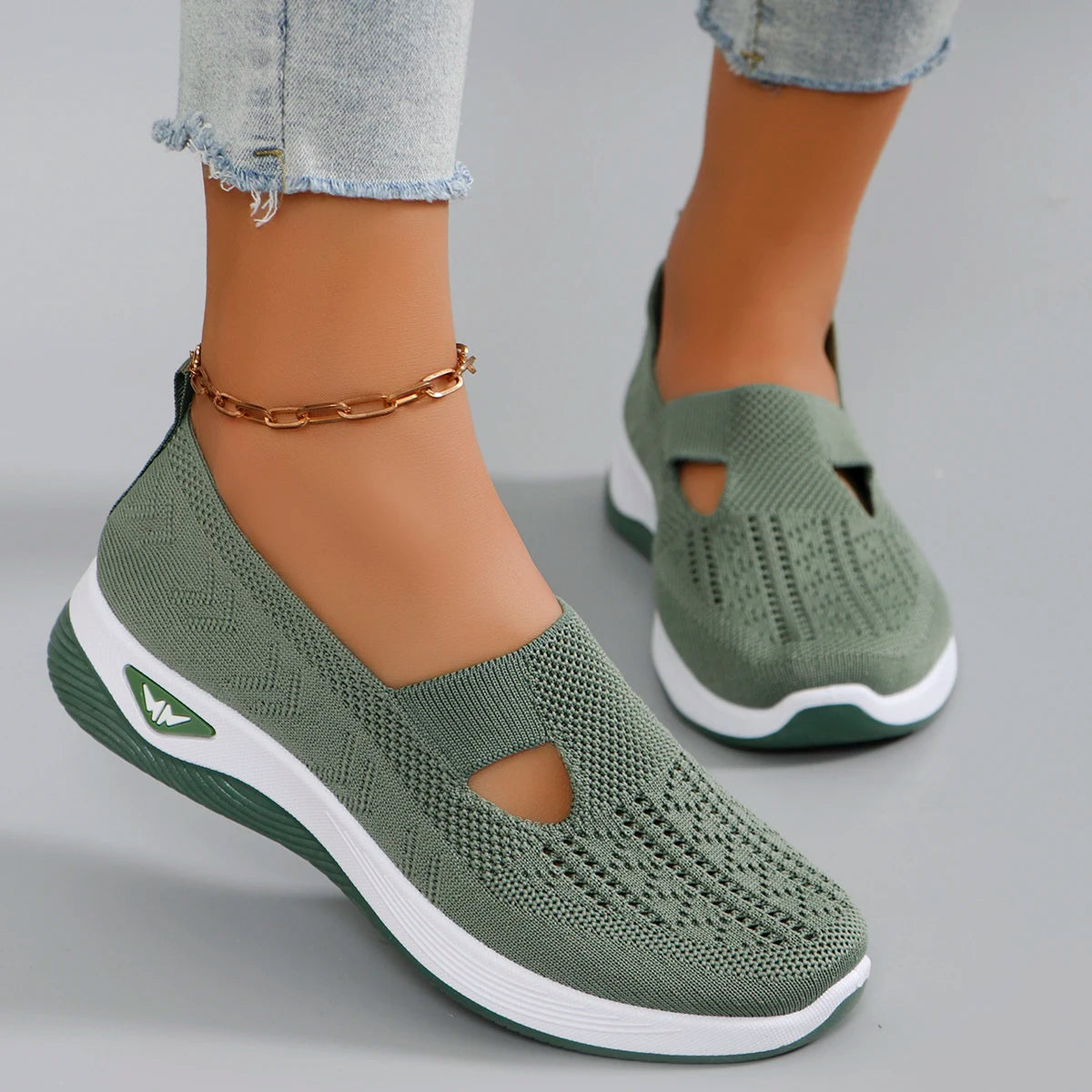 Women's sports shoes, fashionable, breathable, lightweight, non-slip, wear-resistant, casual sports shoes, flat shoes