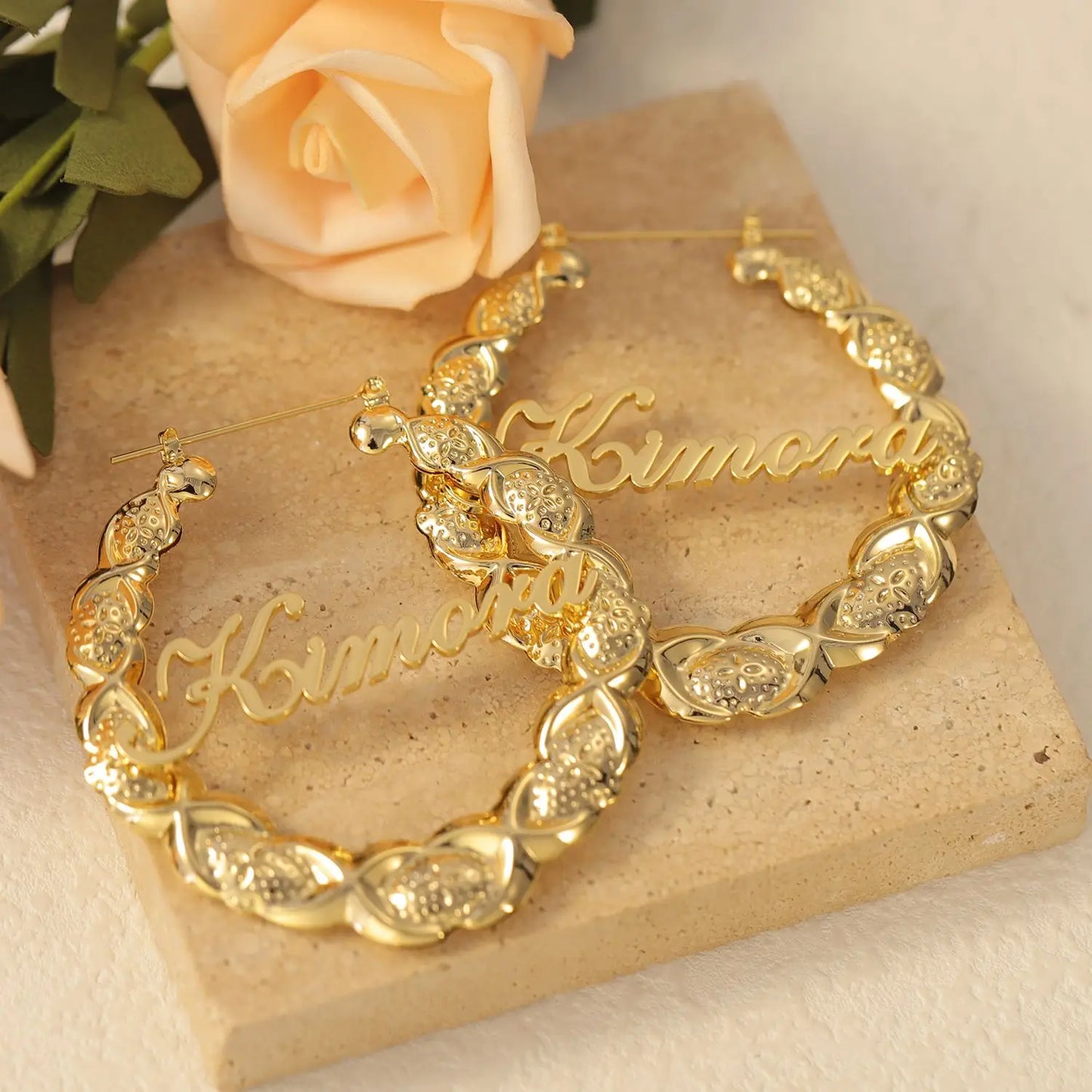 Twisted Hoop Customized Name Earrings