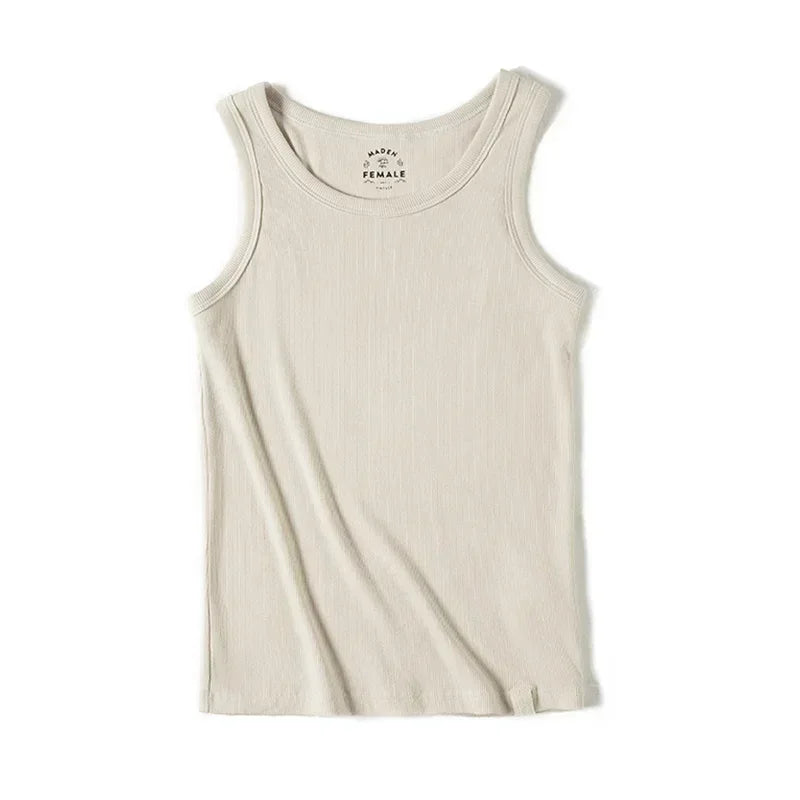 Sleeveless Knitted Tank Tops for Women Solid Color Casual Sports Vest Slim Fit Female Outer Wear Tops