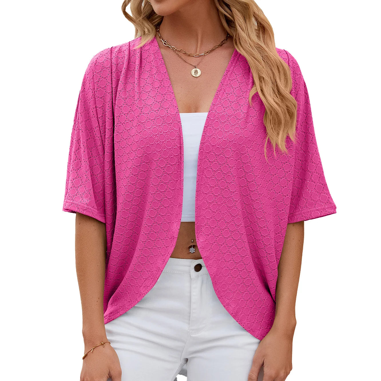 Elegant Women's Mid Sleeve Casual Loose Cardigan Fashion Ladies Outwear Women's Sunscreen Shirts Boho Tops