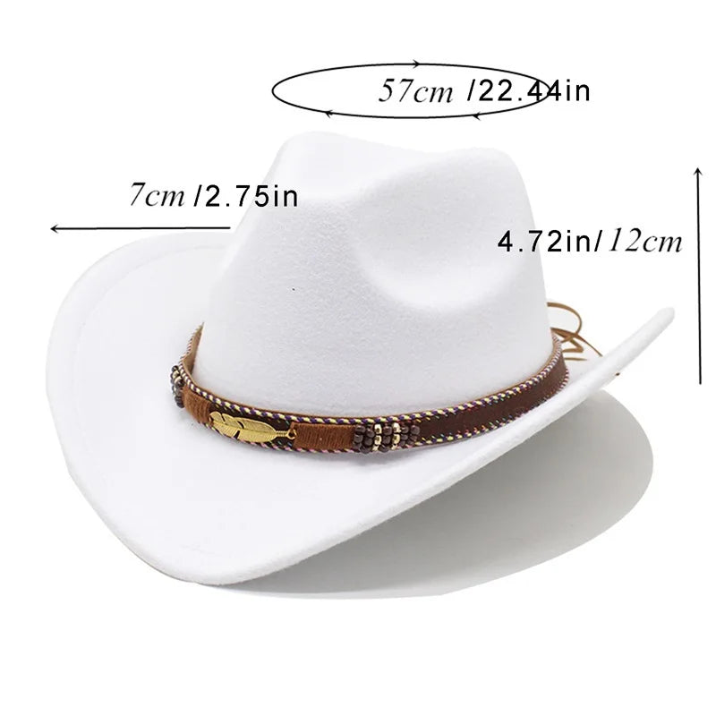 Vintage Style Wide Brim Hat with Leather Band for Men and Women Classic Retro Wool Felt Hat