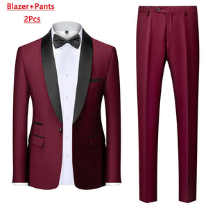 Men's Casual Business Have Smoking Suit High End Brand Boutique Fashion Blazer Vest Pants Groom Wedding Dress Party Suit