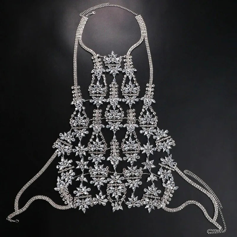 Rhinestone Bra Rave Chain Glitter Jewelry  Geometry Hollow Crystal Body Chain