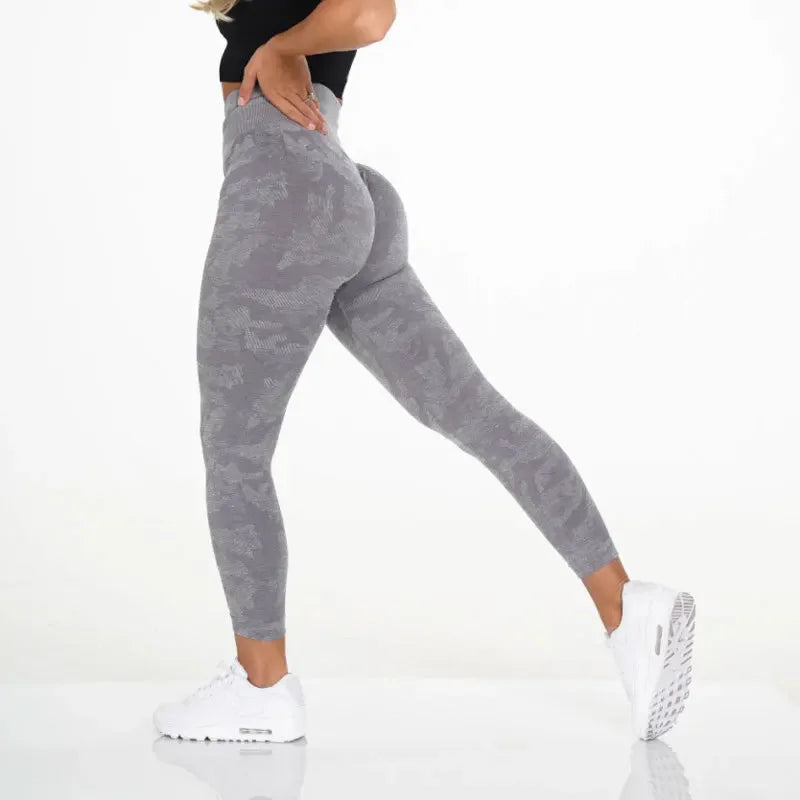 Camo Seamless Leggings Sports High Waist Hip Lifting Tummy Control GYM Fitness Elastic Yoga
