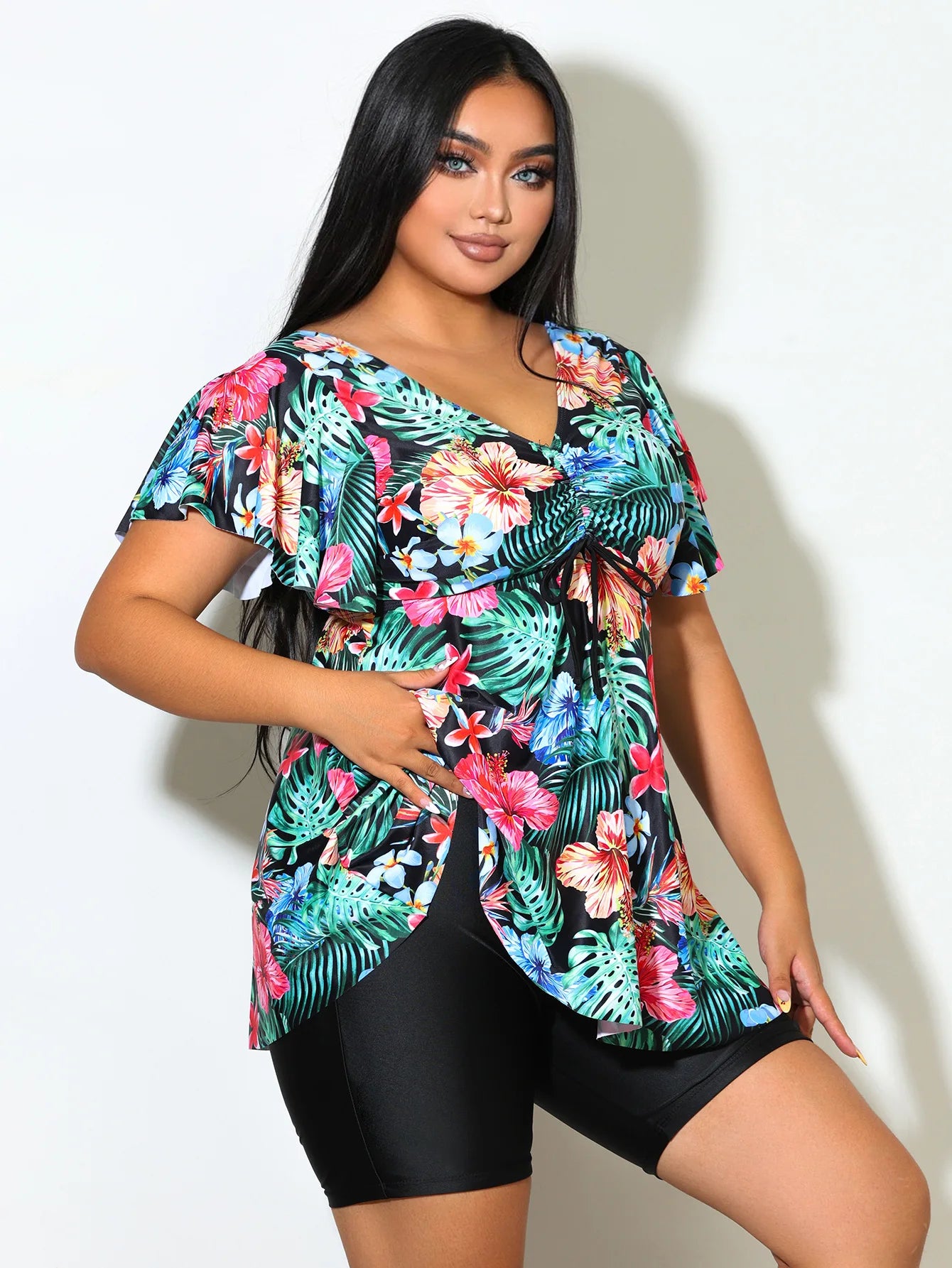 Plus Size Swimwear Women Tankini Female High Waist Swimsuit Summer Big Bikini Large Bathing Suit