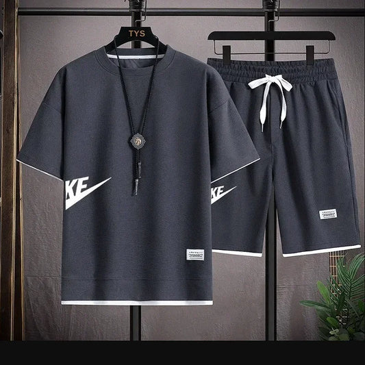 Summer Men's Suit Casual Fashion Sportswear Men's Short-sleeved T-shirt + Sports Shorts Casual Men's Jogging Suit