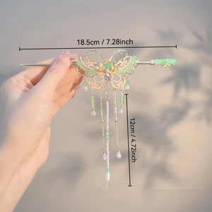 1pc Retro Chinese Butterfly Hairpin Elegant Resin Tassel Luxury Hairpin Suitable Festival Party Fashion Jewelry Hair Accessories