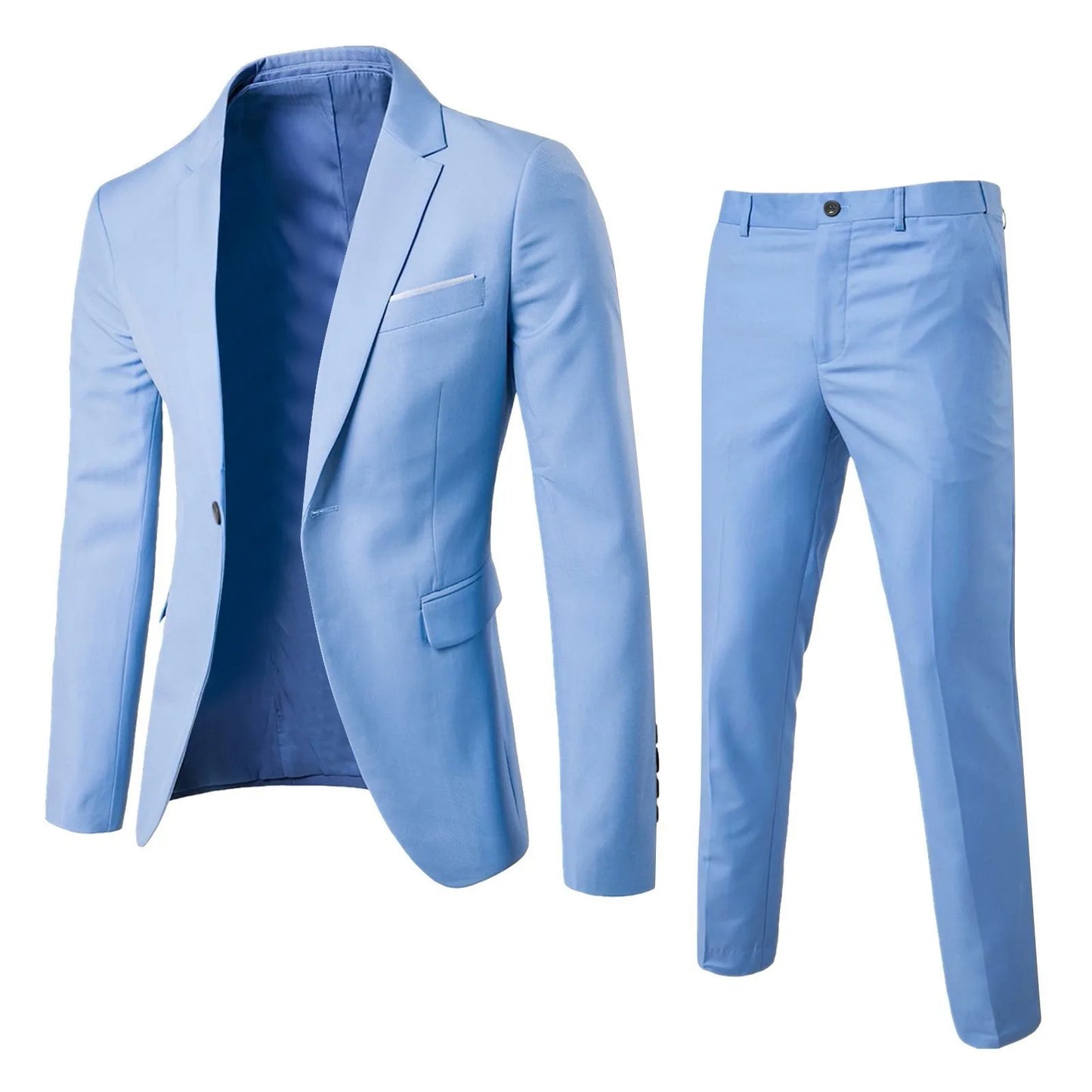 Fashion Slim Waist 2 Pieces Set Suits For Men Slim Suit Jacket Pant Suit Men Single Breasted Blazer Suit