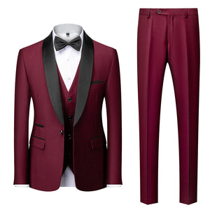 Men's Casual Business Have Smoking Suit High End Brand Boutique Fashion Blazer Vest Pants Groom Wedding Dress Party Suit