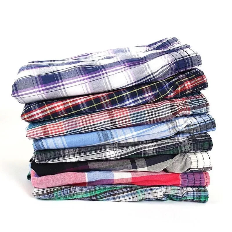5Pcs/lot Boxer Men Thin Summer Underwear Cotton Man Big Size Short Breathable Plaid Flexible Shorts Boxer Male Underpants