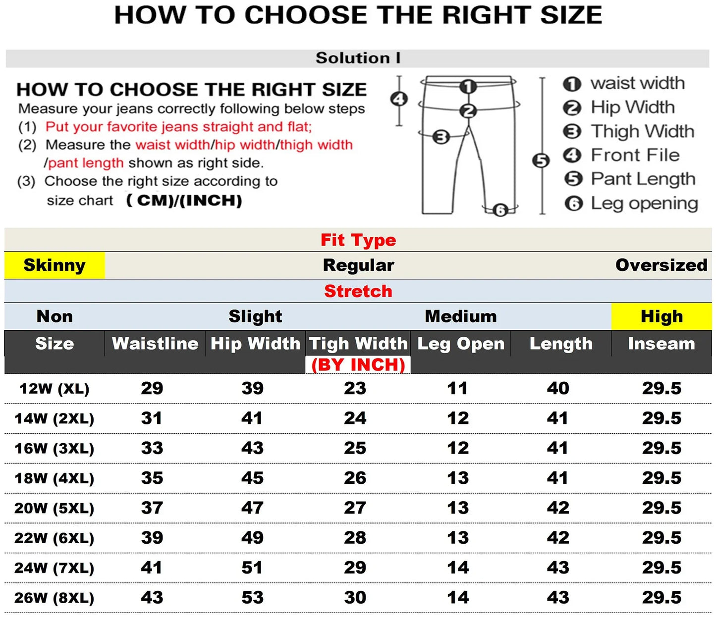 Plus Size Women Jeans  Full Length Denim Jeans High Waist High Stretchy  Denim Jeans