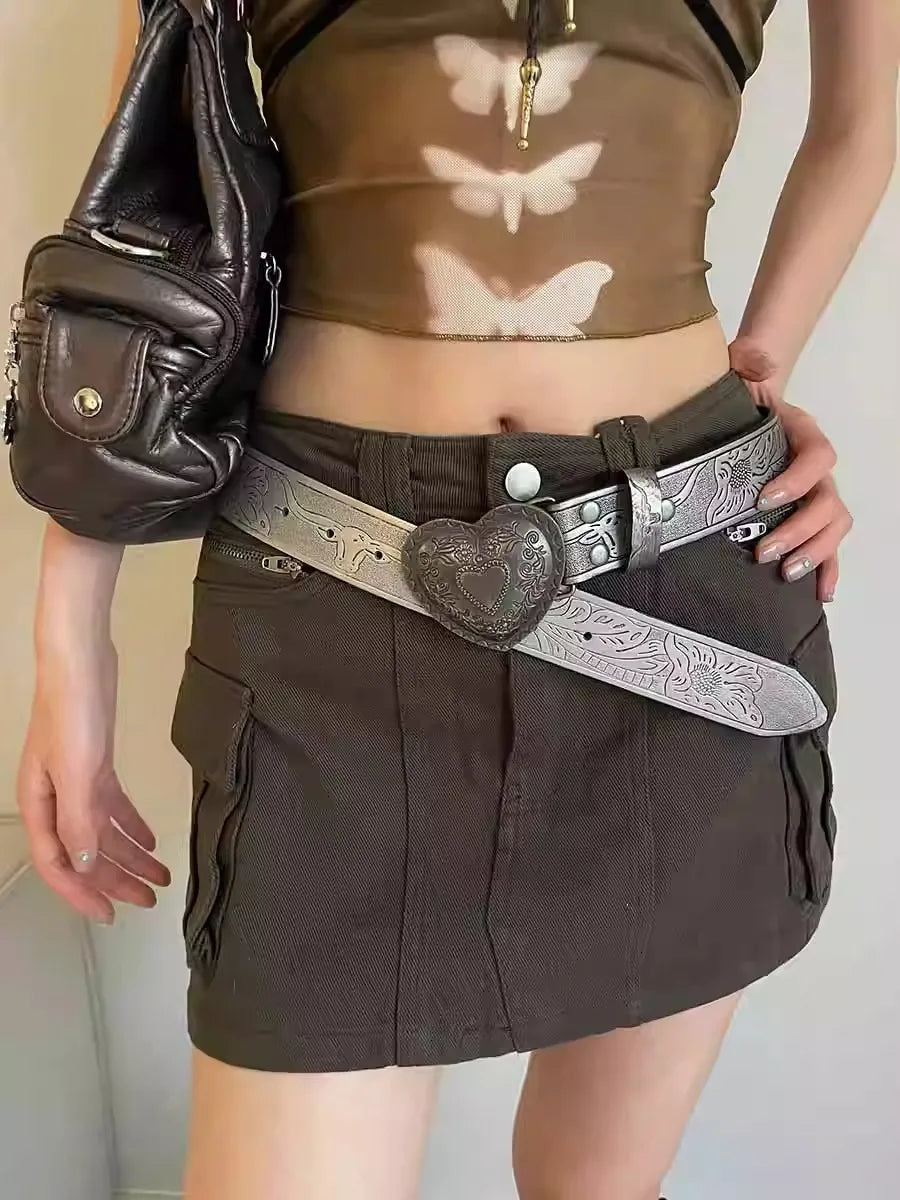 Retro Belt Female  Fashion Accessories Jeans With Slim Personality Belt Heart