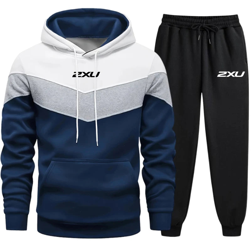 Men's Casual Tracksuit Hooded Sweatshirts Black Sweatpants Urban Fashion Sportswear Male Home Outdoor Outfits