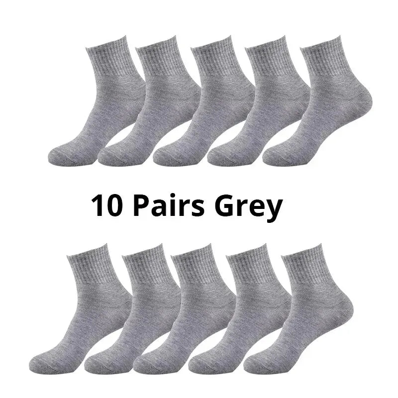 10 Pairs Men's Breathable Comfortable Socks Office Casual Business Sock for Sneakers Shoes Stocking Work Socks For All Seasons