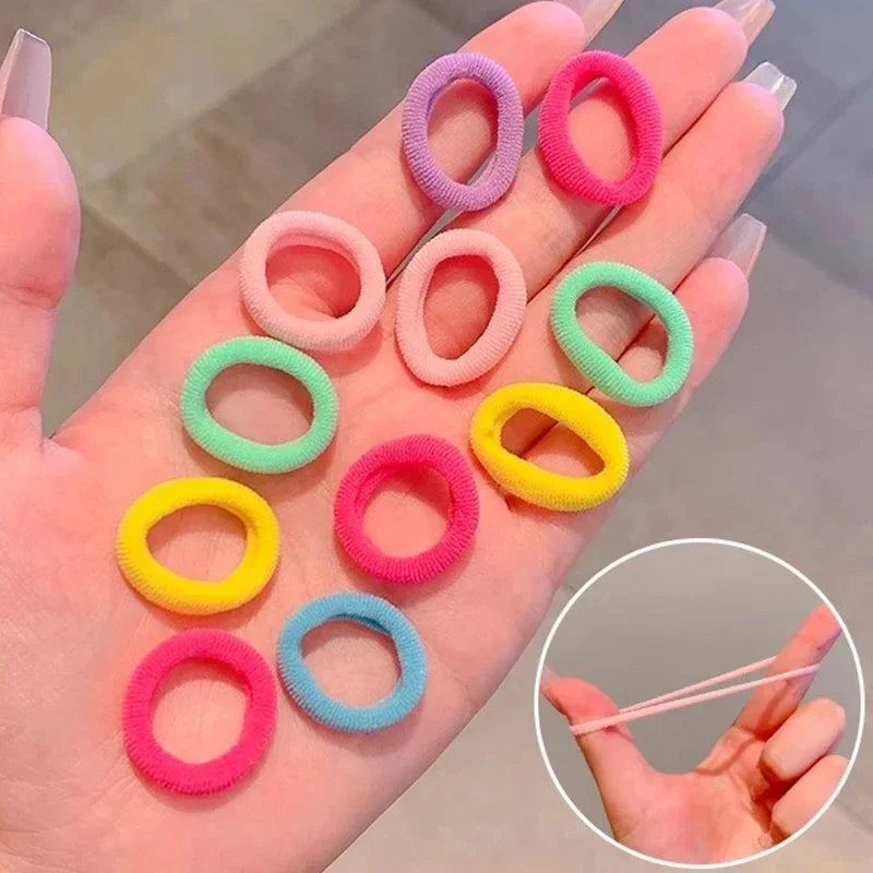 200PCS Women Colorful Nylon Elastic Hair Bands Ponytail Hold Small Hair Tie Rubber Bands Scrunchie Hair Accessories