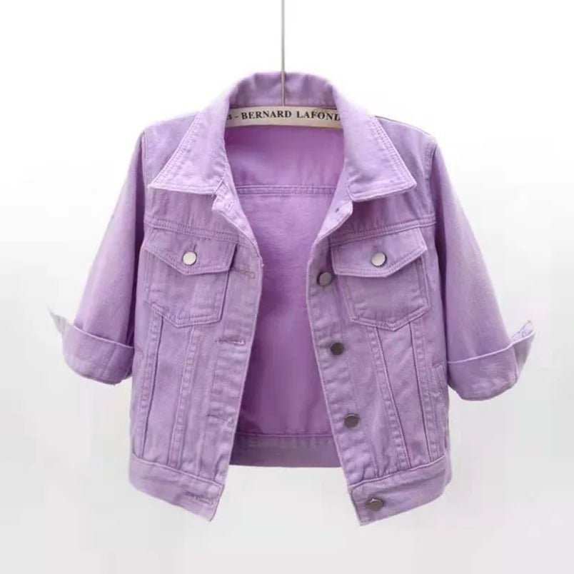 Women's Denim Jacket Short Coat Jean Jackets Casual Tops Loose Tops Lady Outerwear